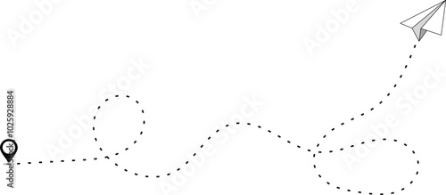 Paper plane with dotted line.vector eps10