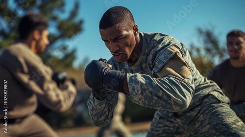 Soldiers training in combat, showcasing discipline and physical fitness.