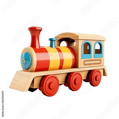 Colorful wooden toy train designed for children’s playtime and imaginative journeys indoors