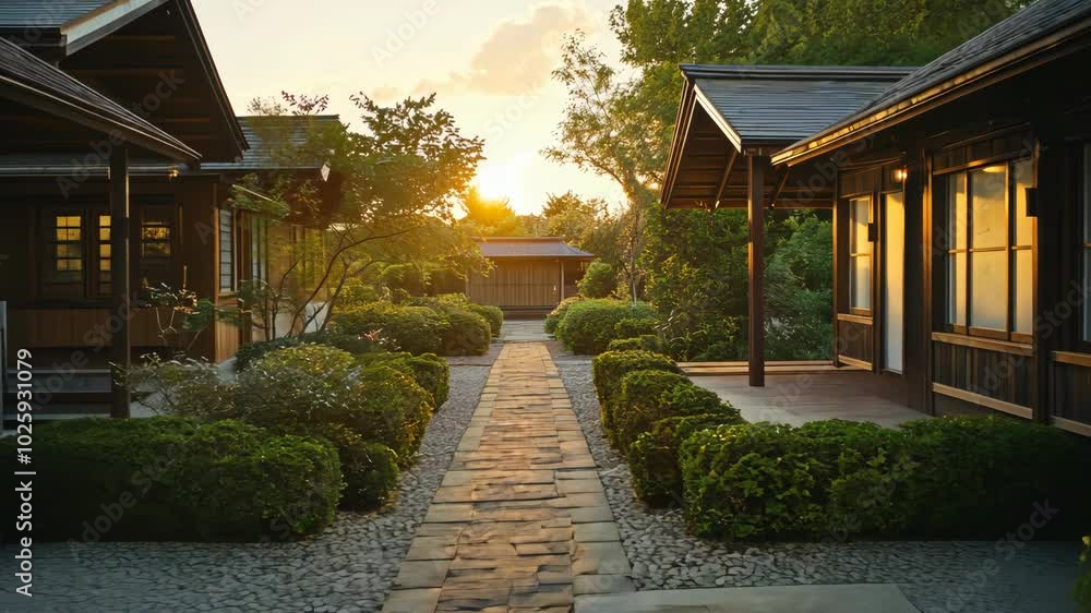 Japanese Garden Path at Sunset Japanese Garden Path at Sunset