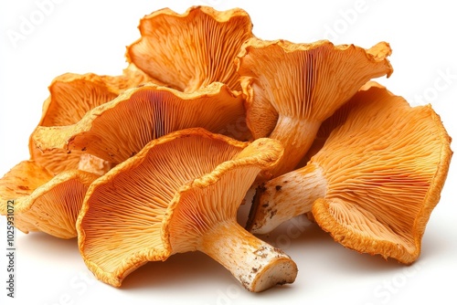 Chanterelle mushrooms on a white background. Generative AI