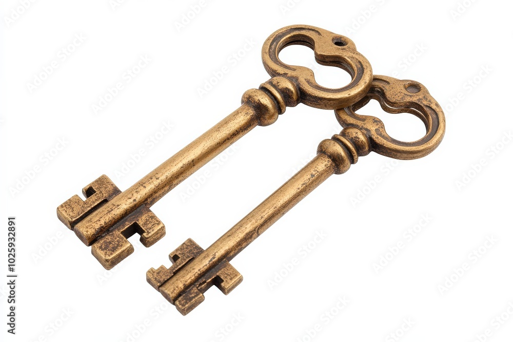 Golden Keys. Bunch of Three Old Keys in Gold. House Property, Mortgage & Real Estate Concept Golden Keys. Bunch of Three Old Keys in Gold. House Property, Mortgage & Real Estate Concept