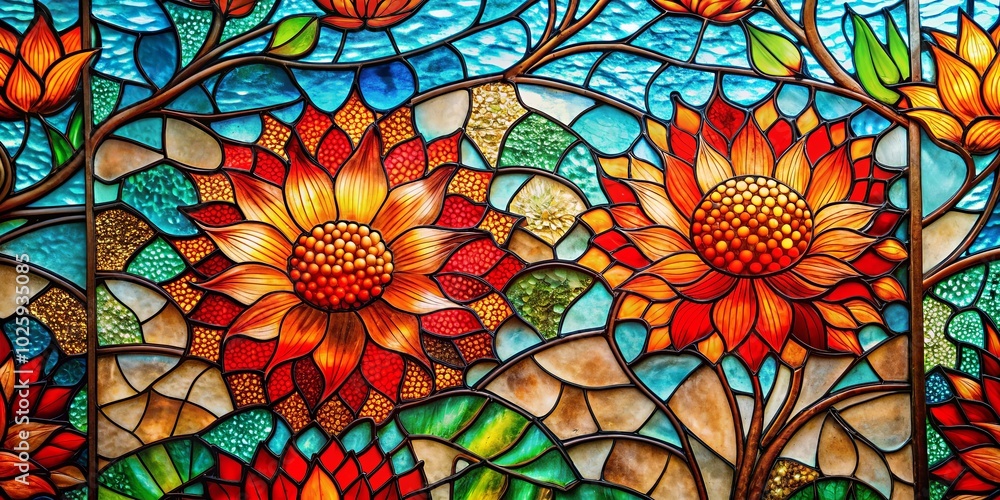 A vibrant stained glass composition, showcasing a medley of colors, intricate patterns, and a captivating interplay of light and shadow. A vibrant stained glass composition, showcasing a medley of colors, intricate patterns, and a captivating interplay of light and shadow.
