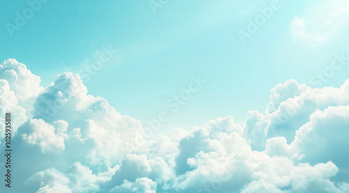 Blue Sky and White Clouds in Sky with blank Background. Panoramic View with Azure Sky Cloudless. Clean and Clear Sky with wide-Angle in High-Resolution. High-Definition Nature Scene Sky Banner