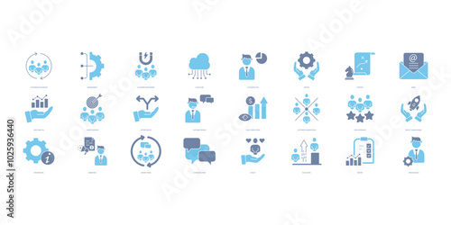 Customer relationship icons set. Set of editable stroke icons.Set of Customer relationship