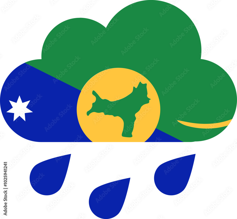 Christmas Island flag on Rain Drops Icon Christmas Island flag on Rain Drops Icon