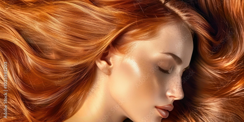 Obraz premium Woman with glossy and styled hair in a beauty salon.