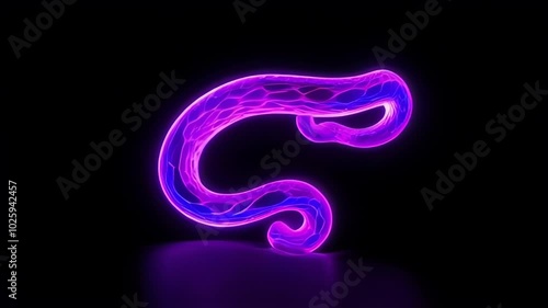 Wallpaper Mural Futuristic glowing purple and blue abstract shape, resembling an organic form, with a sleek, liquid-like texture. Concept for modern art, sci-fi, and digital design Torontodigital.ca