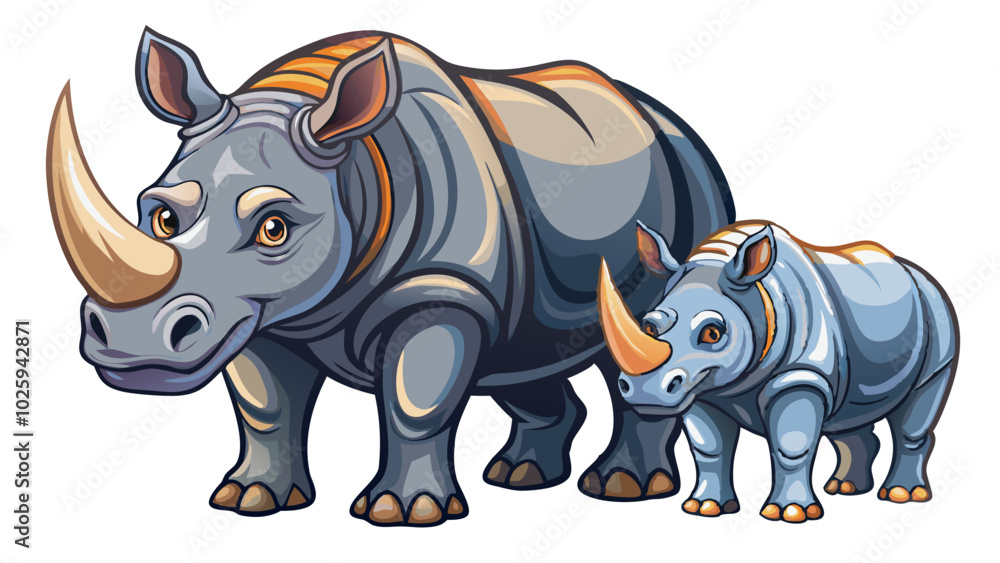 Fototapeta premium Rhino illustration, vector illustration Javan Rhino