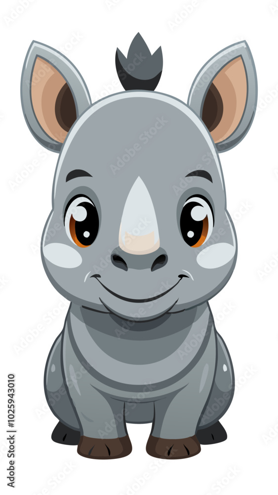 baby Javan Rhino vector illustration, Rhino vector art isolated on white baby Javan Rhino vector illustration, Rhino vector art isolated on white