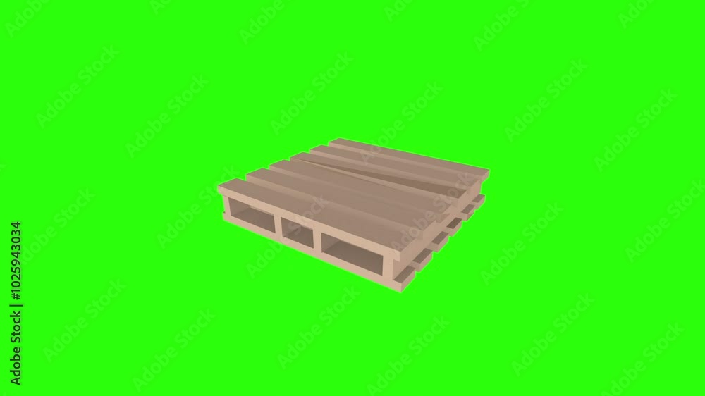 3D rendering of a wooden pallet on a vibrant green background 3D rendering of a wooden pallet on a vibrant green background