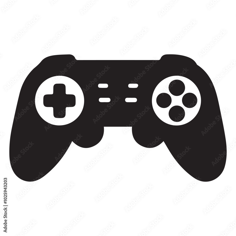 Video game controller joystick icon vector silhouette illustration, play equipment control button , play pad, video gaming Video game controller joystick icon vector silhouette illustration, play equipment control button , play pad, video gaming