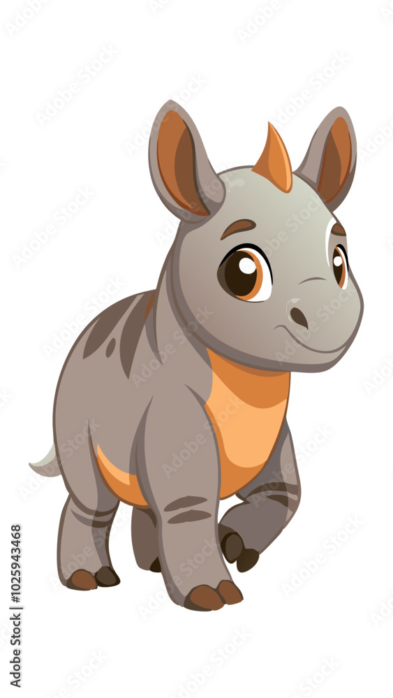 cartoon rhino - vector illustration Rhino, Javan Rhino vector art isolated on white cartoon rhino - vector illustration Rhino, Javan Rhino vector art isolated on white