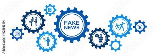 Fake News and Disinformation Prevention Banner with Rumor Control, Chaos Management, and Clarity Icons