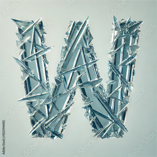 broken glass letter W photo