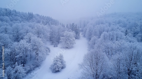 Pristine Winter Wonderland Captured from Above by Drone