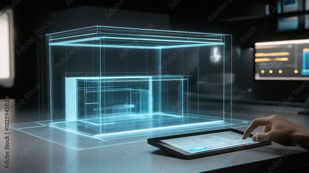 Holographic Model of a Building Interacting with a Tablet Holographic Model of a Building Interacting with a Tablet
