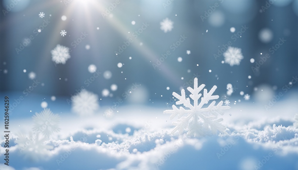 Fototapeta premium A Close-Up View of Delicate Snowflakes Falling Gently