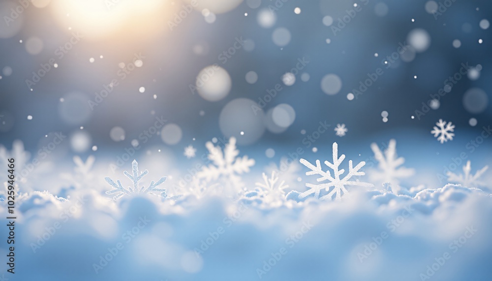 Naklejka premium A Close-Up View of Delicate Snowflakes Falling Gently