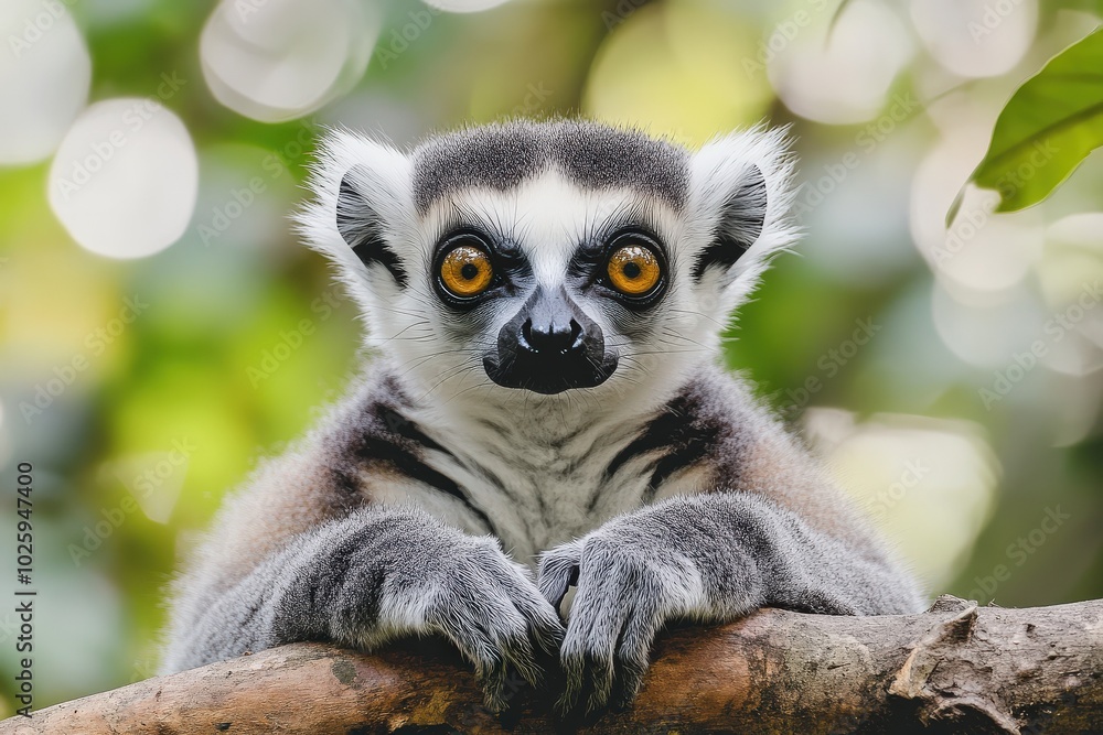 Obraz premium Ring-Tailed Lemur: Majestic Wild Mammal of Madagascar in Nature Setting