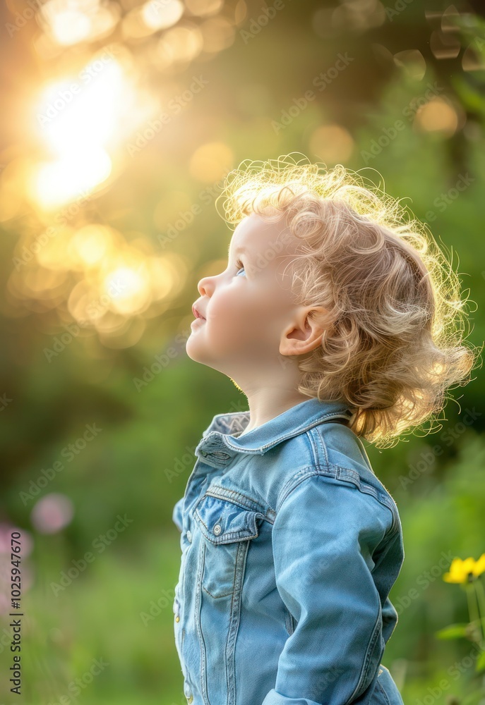 Profile view of a child playing outdoors. Profile view of a child playing outdoors.