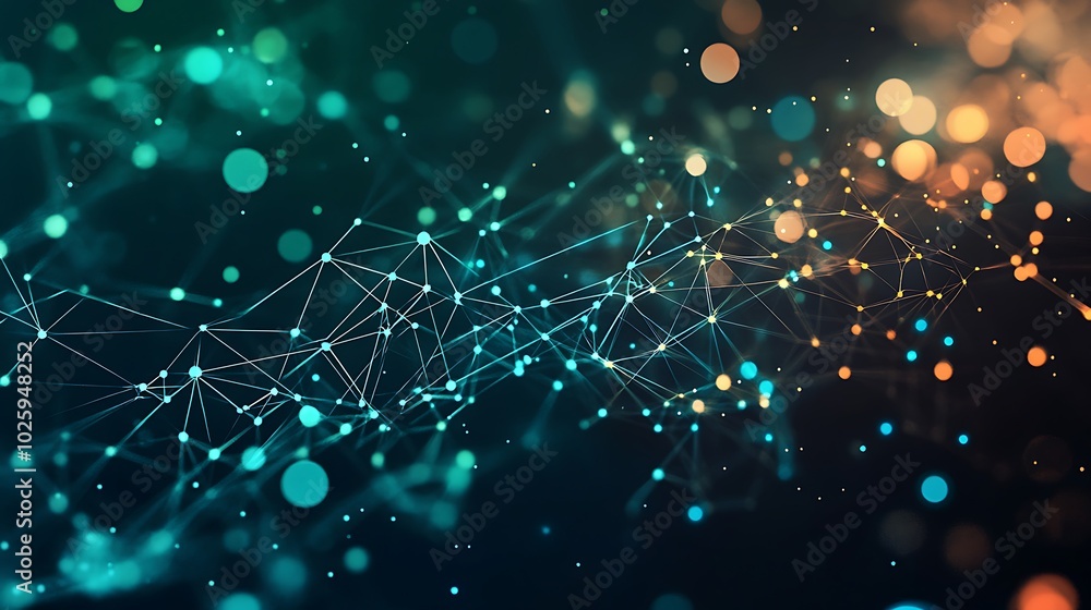 Abstract digital network with glowing nodes and lines. Abstract digital network with glowing nodes and lines.