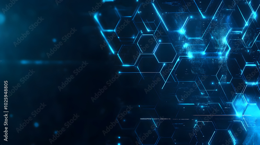 Fototapeta premium A blue background with a pattern of hexagons and dots