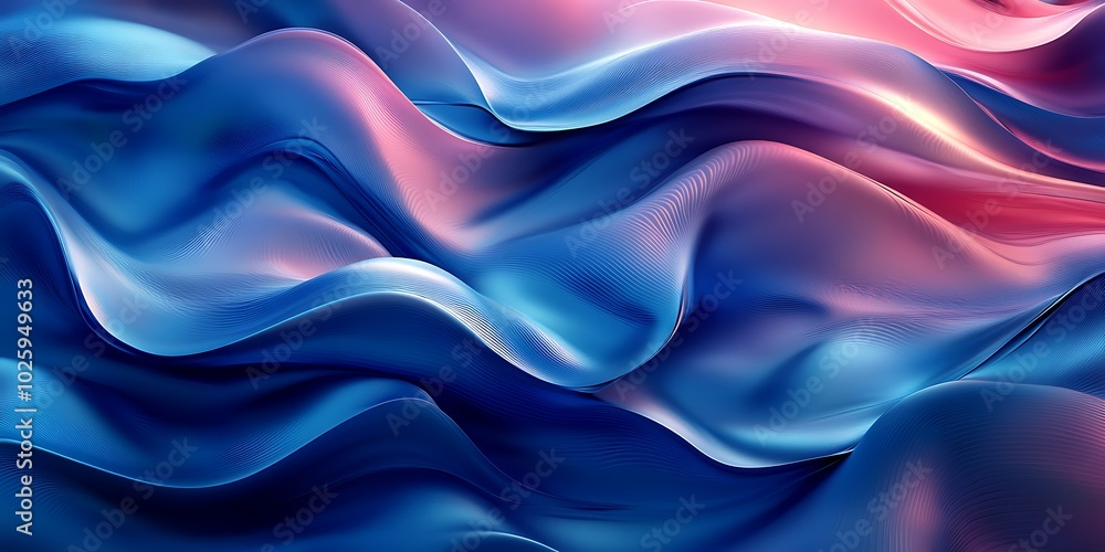 Fototapeta premium Abstract flowing fabric in shades of blue and pink.