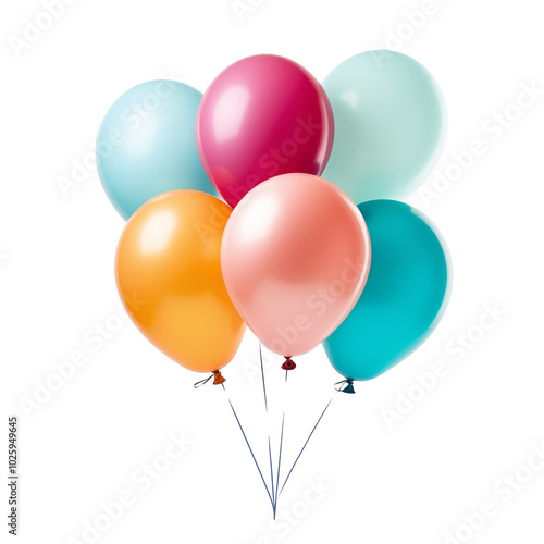 Wallpaper Mural Colorful balloons in pastel shades floating against a transparent background for festive occasions Torontodigital.ca