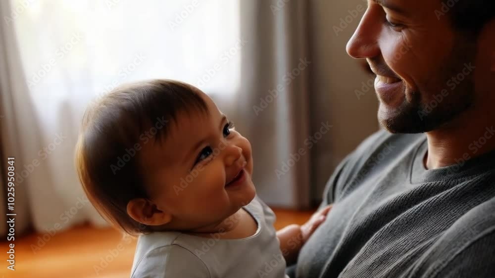 Heartwarming moment between father and toddler with a focus on love and joy Heartwarming moment between father and toddler with a focus on love and joy