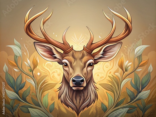 Elegant Deer Head Vector Design for Modern Decor and Branding photo