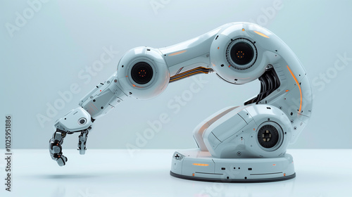 Manufacturing in Automobile Industry. robot control, white background, wide angle view, high resolution