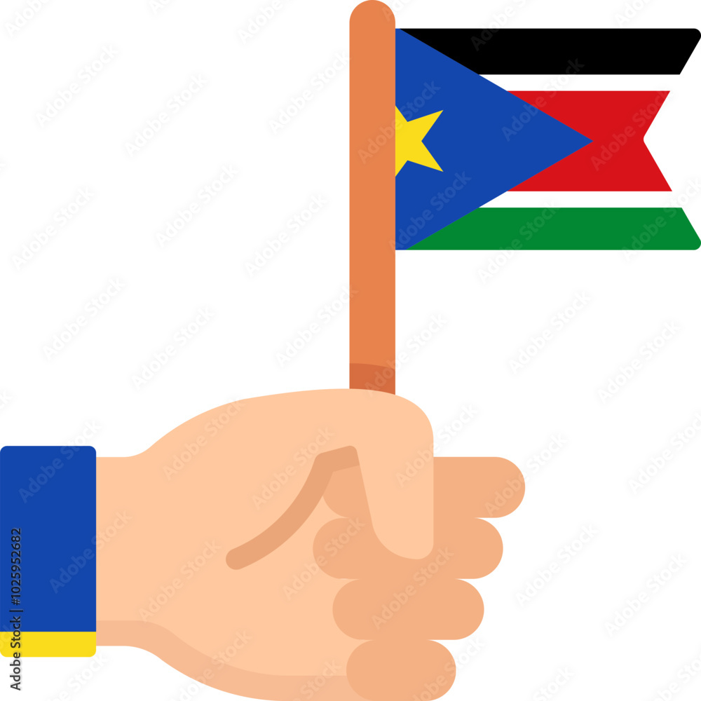 Flag In Hand Icon of SOUTH SUDAN Flag Flag In Hand Icon of SOUTH SUDAN Flag