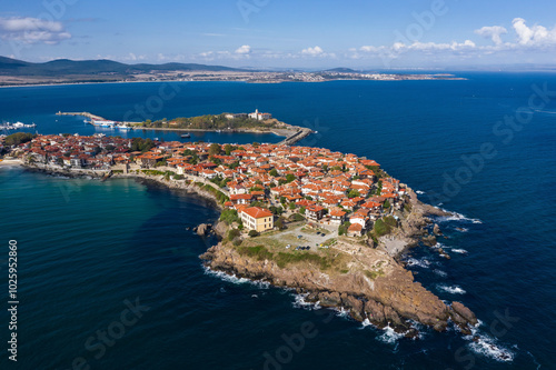 Aerial view of city of Sozopol, Burgas,Bulgaria