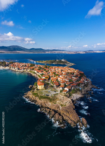 Aerial view of city of Sozopol, Burgas,Bulgaria