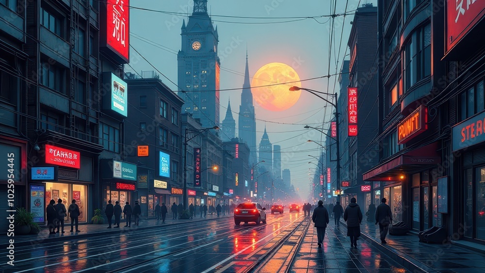 Fototapeta premium cyberpunk night city