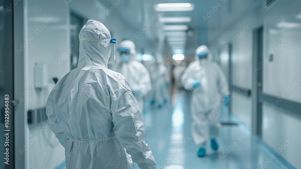 A group of healthcare workers in full protective gear stands together, emphasizing their commitment to safety and patient care amidst a health crisis. A group of healthcare workers in full protective gear stands together, emphasizing their commitment to safety and patient care amidst a health crisis.