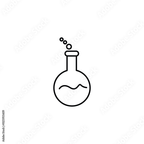 Laboratory Beaker Flat Line Icon with Editable Stroke.