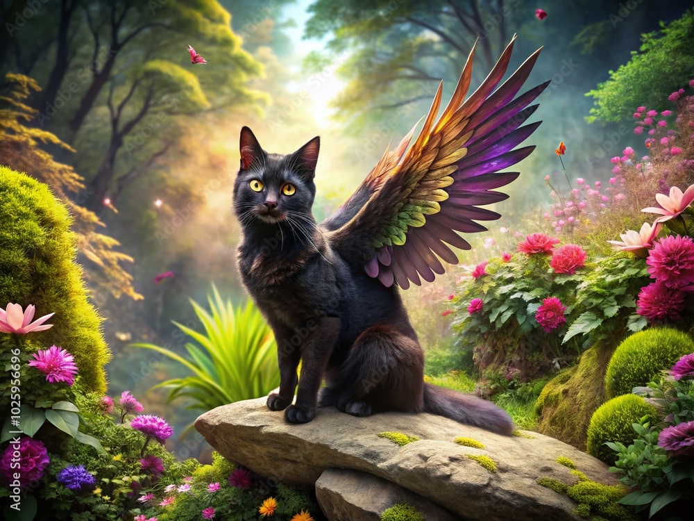 Enigmatic Black Cat with Wings Captured from Above in Stunning Drone Photography Enigmatic Black Cat with Wings Captured from Above in Stunning Drone Photography