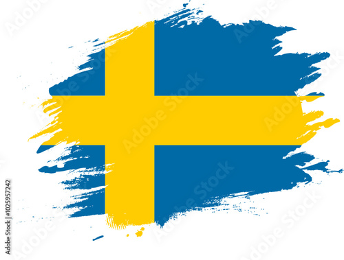 Grunge Brush On Flag Of SWEDEN