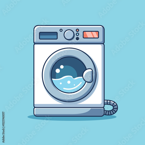 Washing Machine Cartoon Vector Icon Illustration. Object Technology Icon Concept Isolated Premium Vector. Flat Cartoon Style