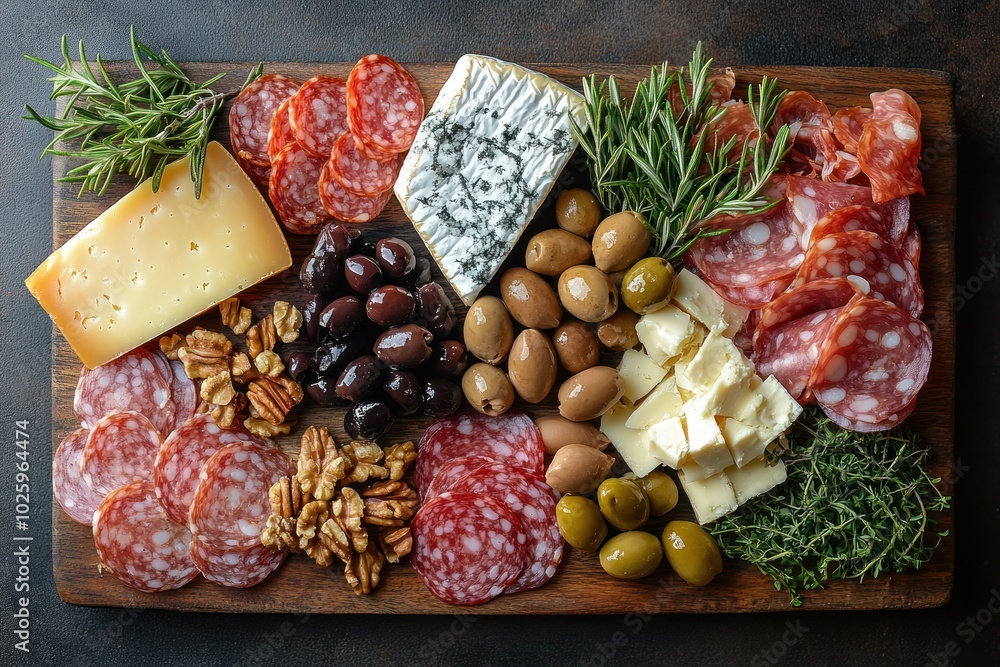 Charcuterie Board with Salami, Cheese, and Olives Charcuterie Board with Salami, Cheese, and Olives