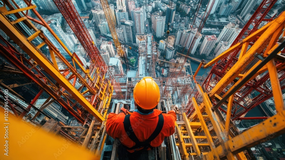 Construction Worker on a High Rise Building Construction Worker on a High Rise Building