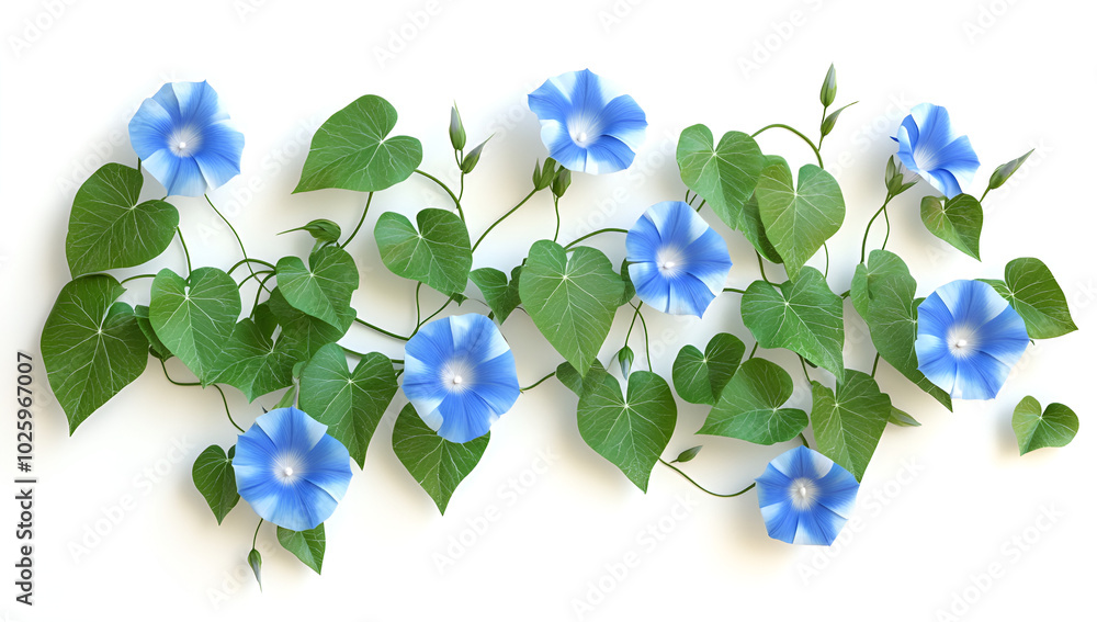 a vine with blue flowers and green leaves
a vine with blue flowers and green leaves