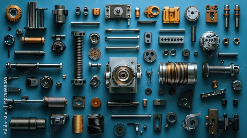 Array of mechanical components displayed Array of mechanical components displayed