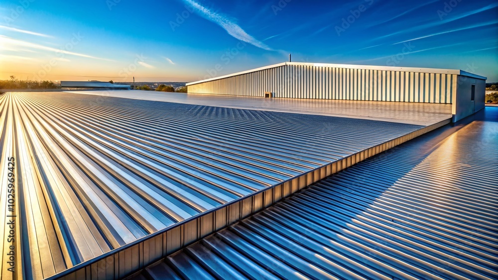 Industrial Metal Roof Top with High Depth of Field for Architecture and Design Projects