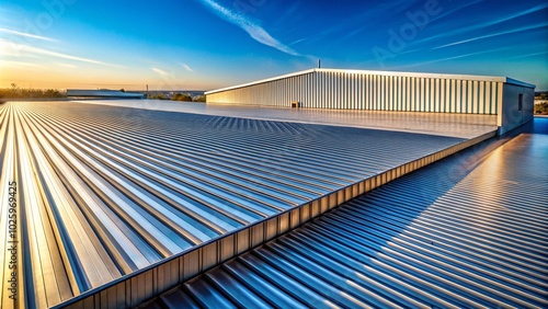 Obraz na płótnie Industrial Metal Roof Top with High Depth of Field for Architecture and Design Projects w salonie