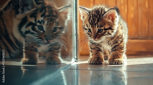 Young tiger cub curiously exploring its environment