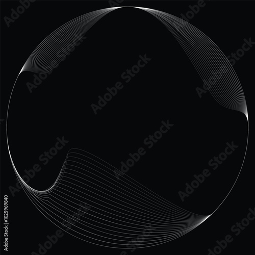 Lines in Circle Form . Linear rounded shape Vector Illustration .Lots of circles form a ring. Wave Logo . Design element . Various circle lines forming round frame . Abstract Geometric line art .