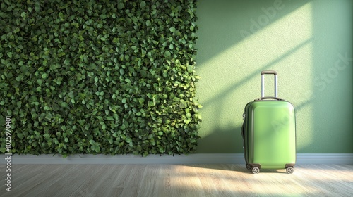 Green Suitcase Ready for Travel